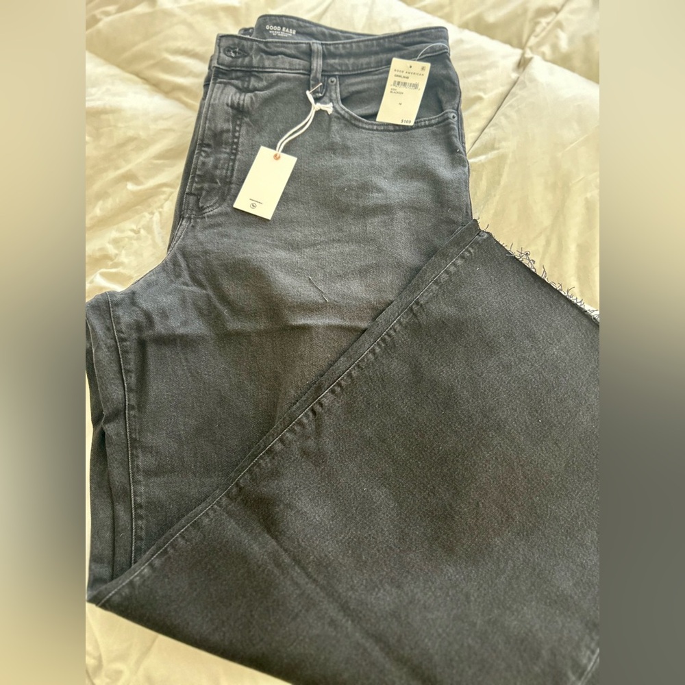 Good American Charcoal Wide Leg Jeans